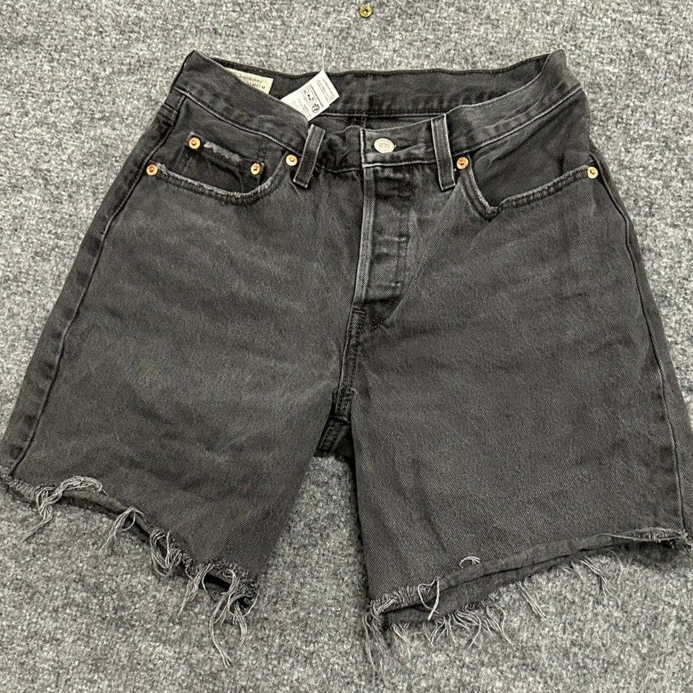 Levi's Denim Shorts Womens Size 26 Black 501 Original Cut Off Frayed Hem Cotton